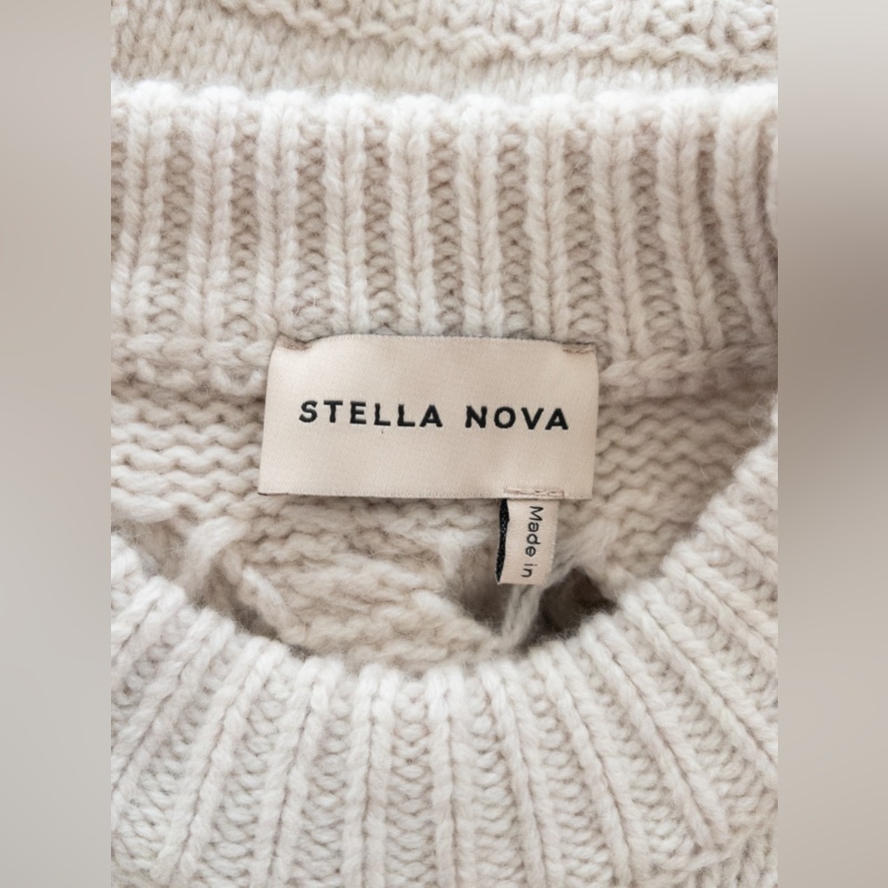 Stella Nova Open Stitch Sweater Anthropologie Wool Blend Cream Oat Size M - Picture 8 of 11